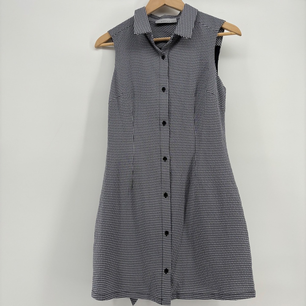 Adelyn Rae Shirt Dress Women Small Black Gingham Sleeveless Tie Back Mini